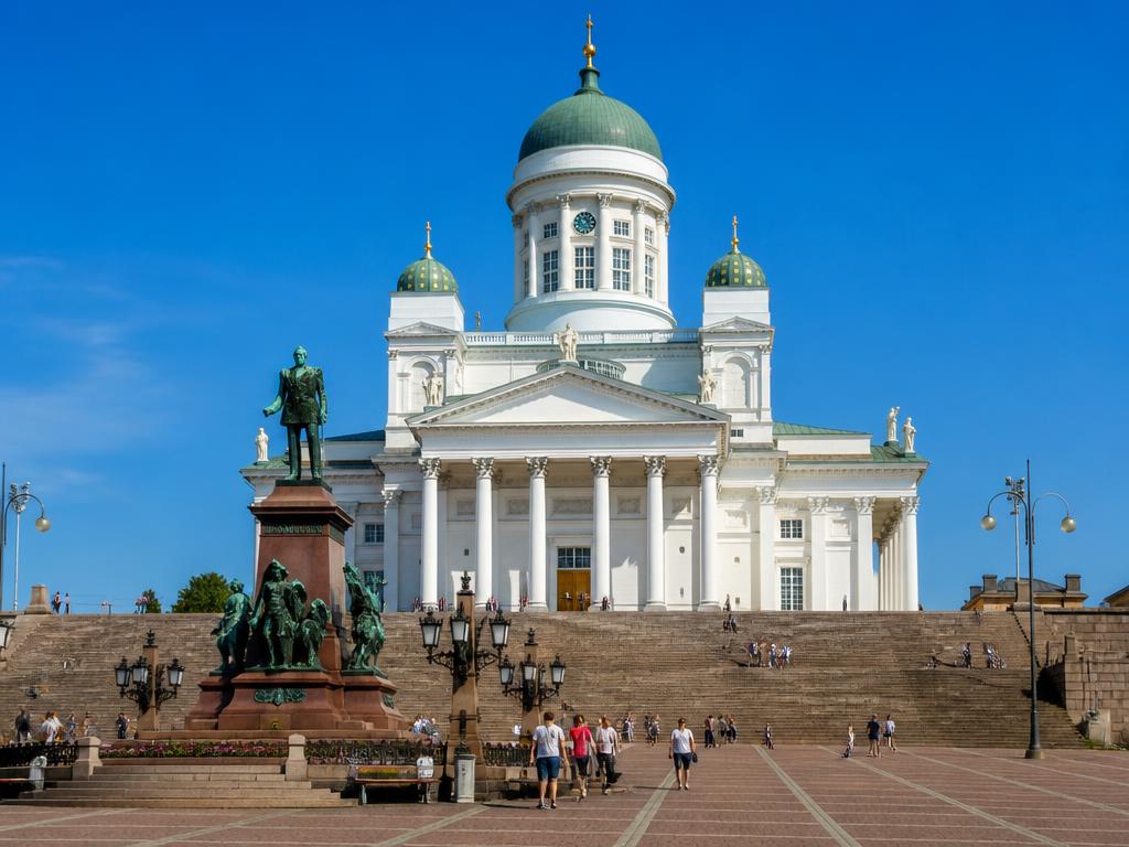 Plac Senacki w Helsinkach z białą katedrą